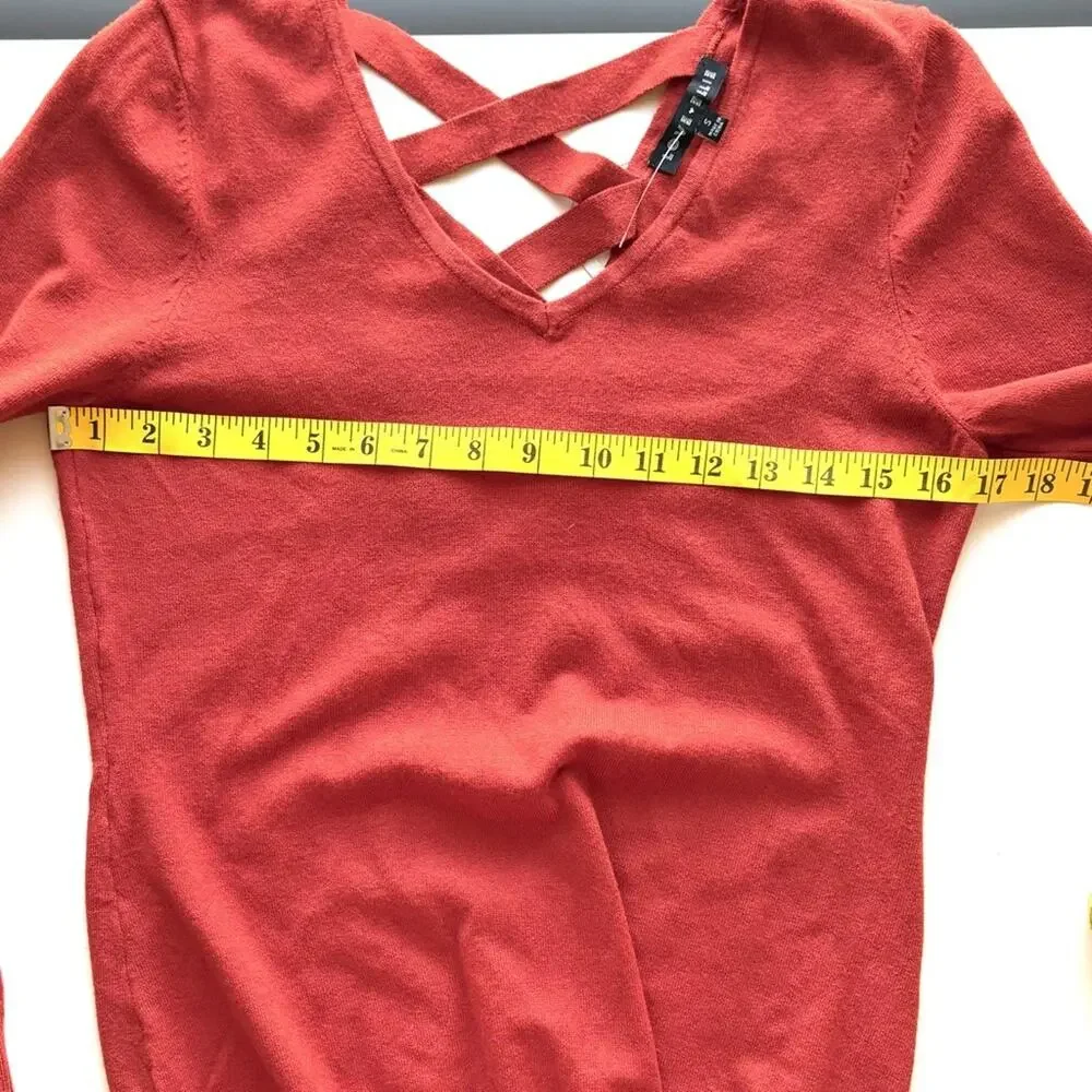 Love Ellie Sweater, Criss Cross Straps, V Neck, Long Sleeves, Size S, NWOT